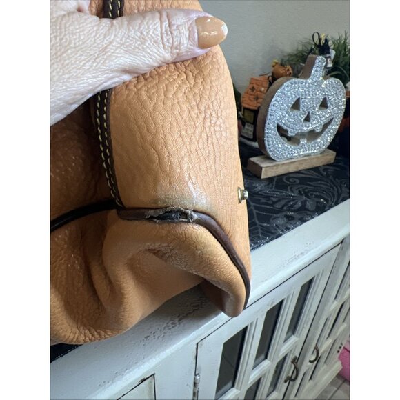 Dooney & Bourke Vintage Pebbled Leather Orange Brown Tote Handbag Purse - Picture 8 of 15